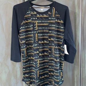 LULAROE black print Randy NWT 3/4 sleeve tee